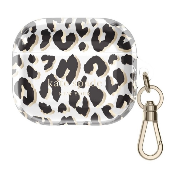 Nwt Kate spade ear air pods gen 3 case city leopard black - Picture 2 of 6